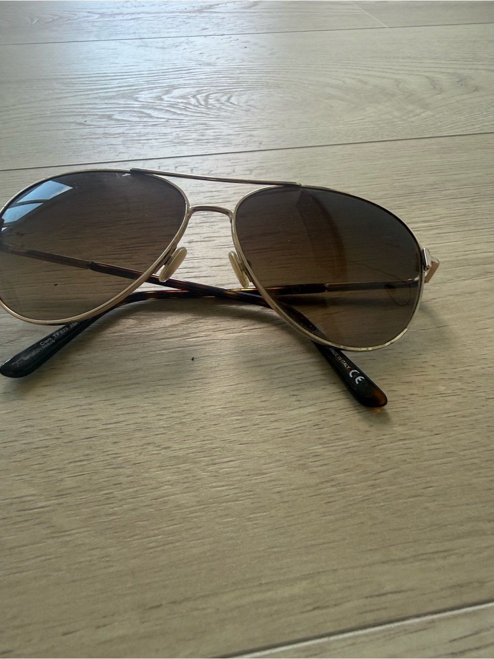 Tom Ford Classic Aviator Sunglasses in Gold with Brown Lenses